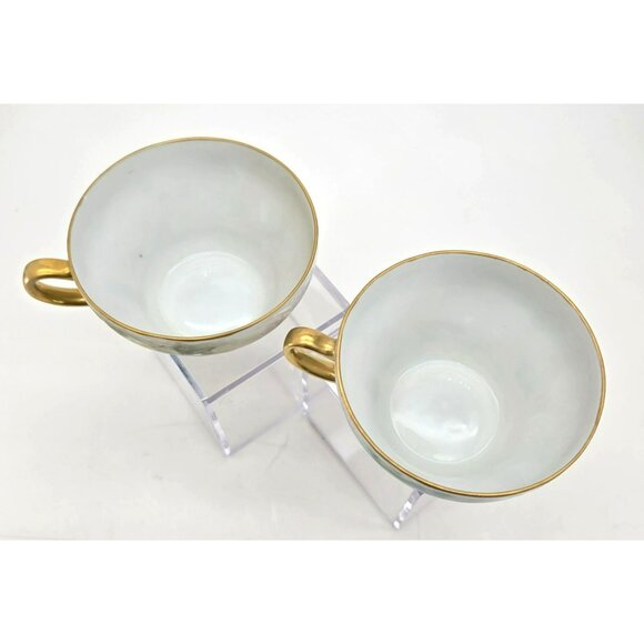 Hand-Painted Floral Porcelain Tea Cups With Gold Handles Vintage Set Of 2 jj3703 - Picture 9 of 12
